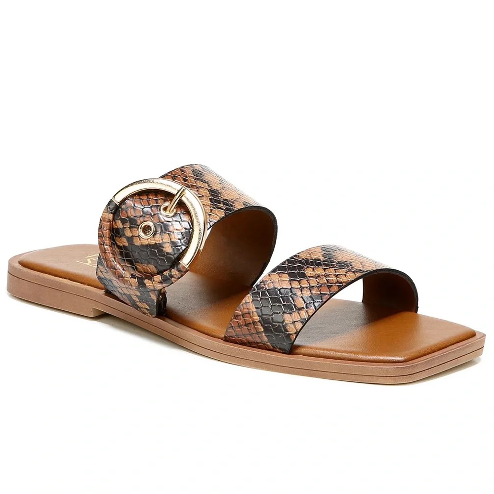 NEW Franco Sarto Merris Slip On Sandals Snake Print Leather